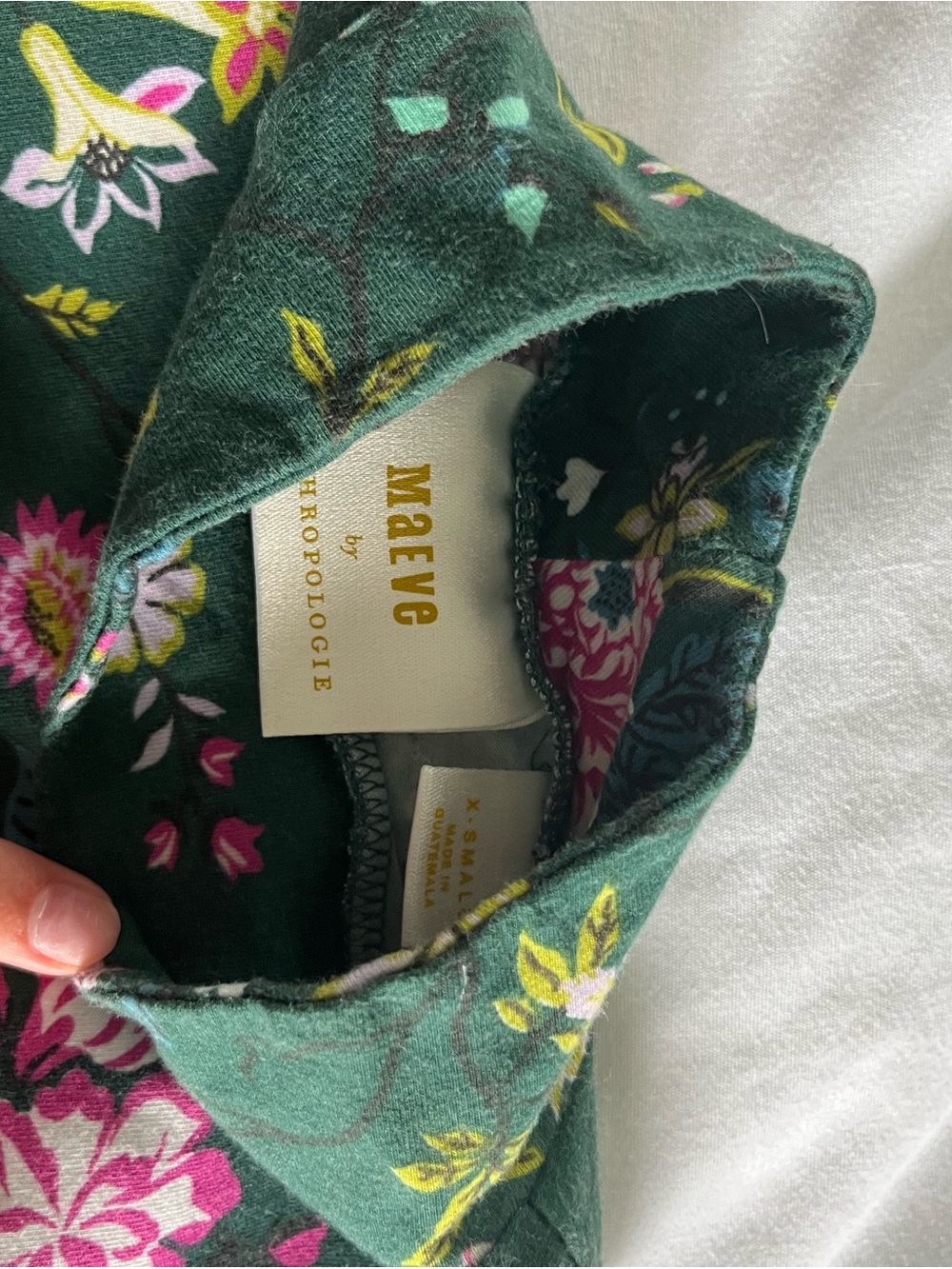 Anthropologie Maeve Dark Green Floral Pullover Top